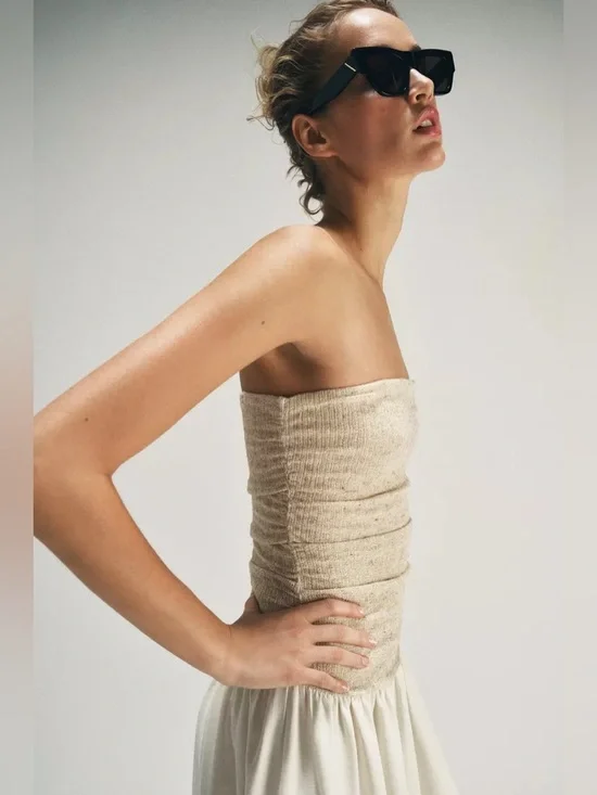 ZARA COMBINATION STRAIGHT NECK DRESS - Picture 3 of 7